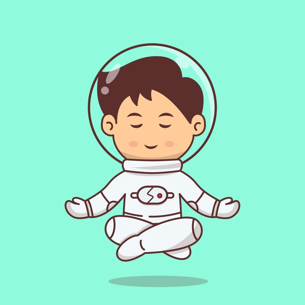 lindas poses de yoga de astronautas. ilustración de vector de tecnología espacial