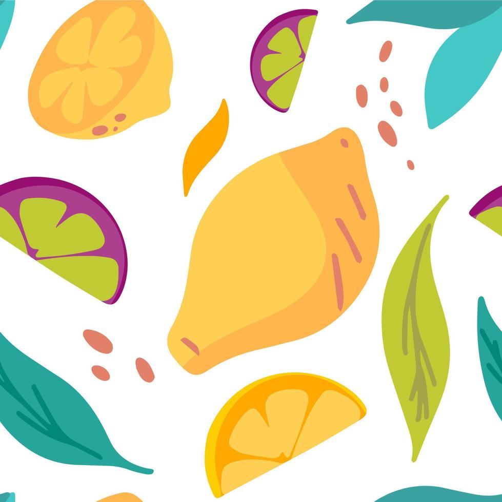 Vector Seamless tropical lemon fruits pattern