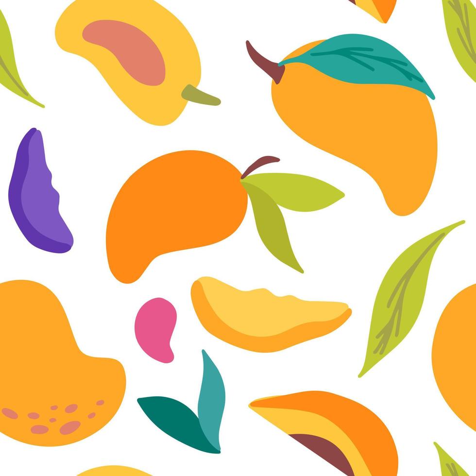 Vector Seamless tropical mango fruits pattern