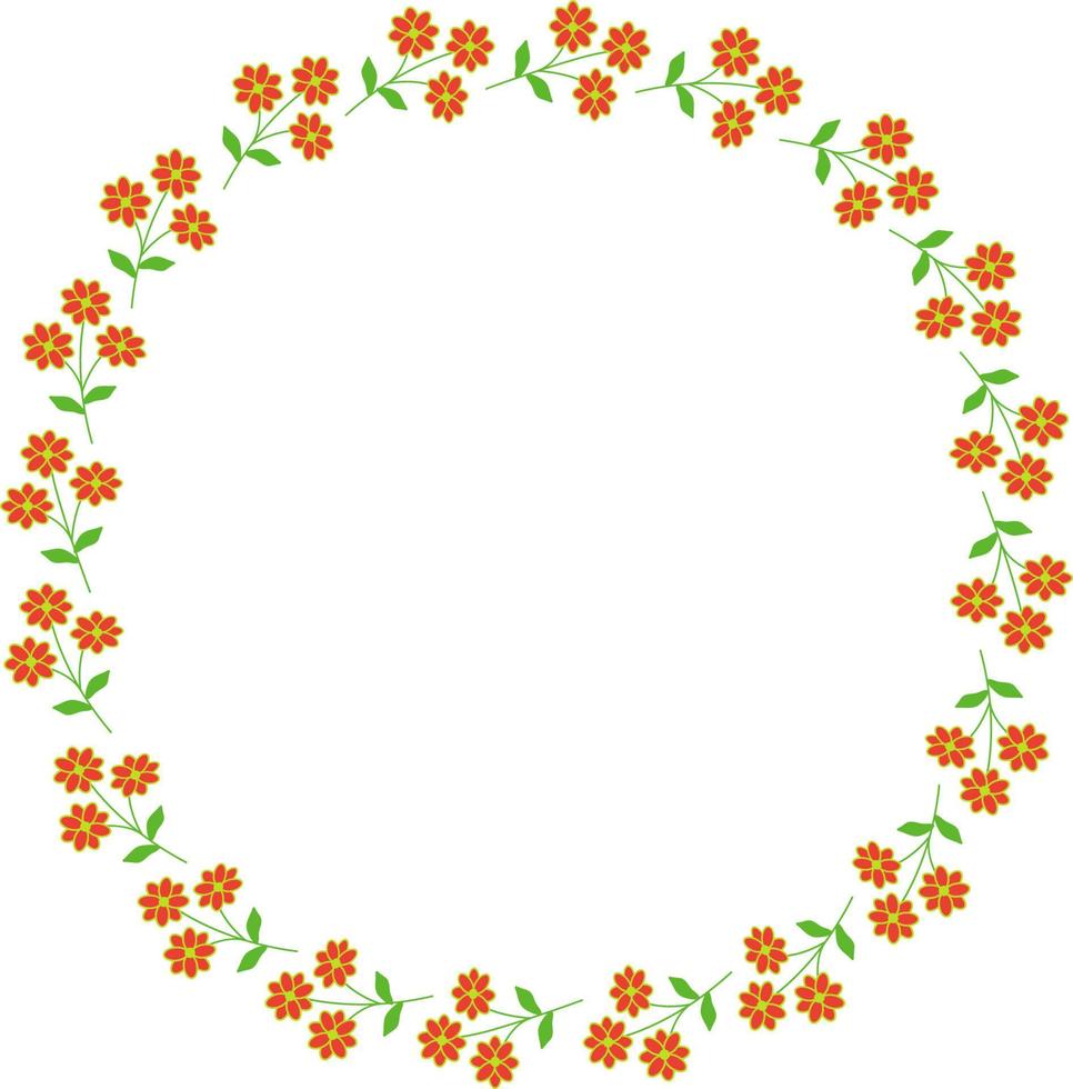 Flowers round frame. Vector illustration in cartoon style