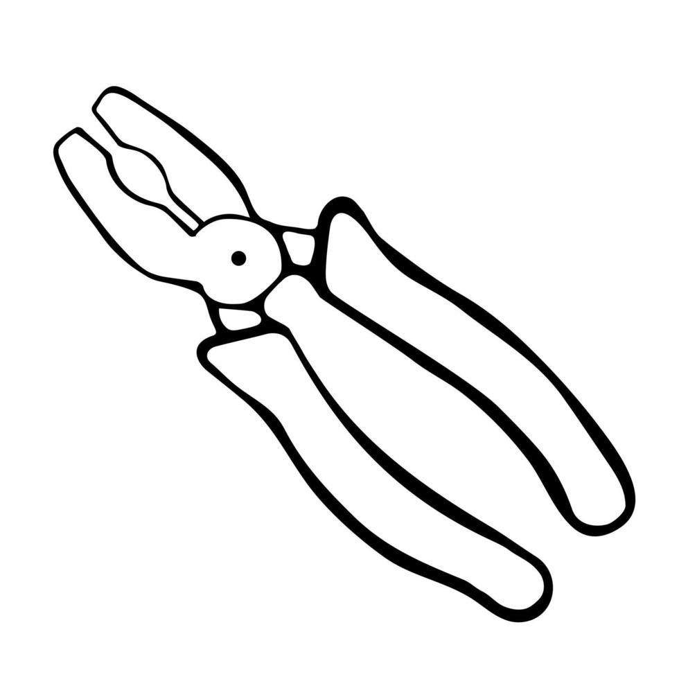 Pliers are a mechanical tool. Isolated icon. Vector illustration in doodle style. Handmade.