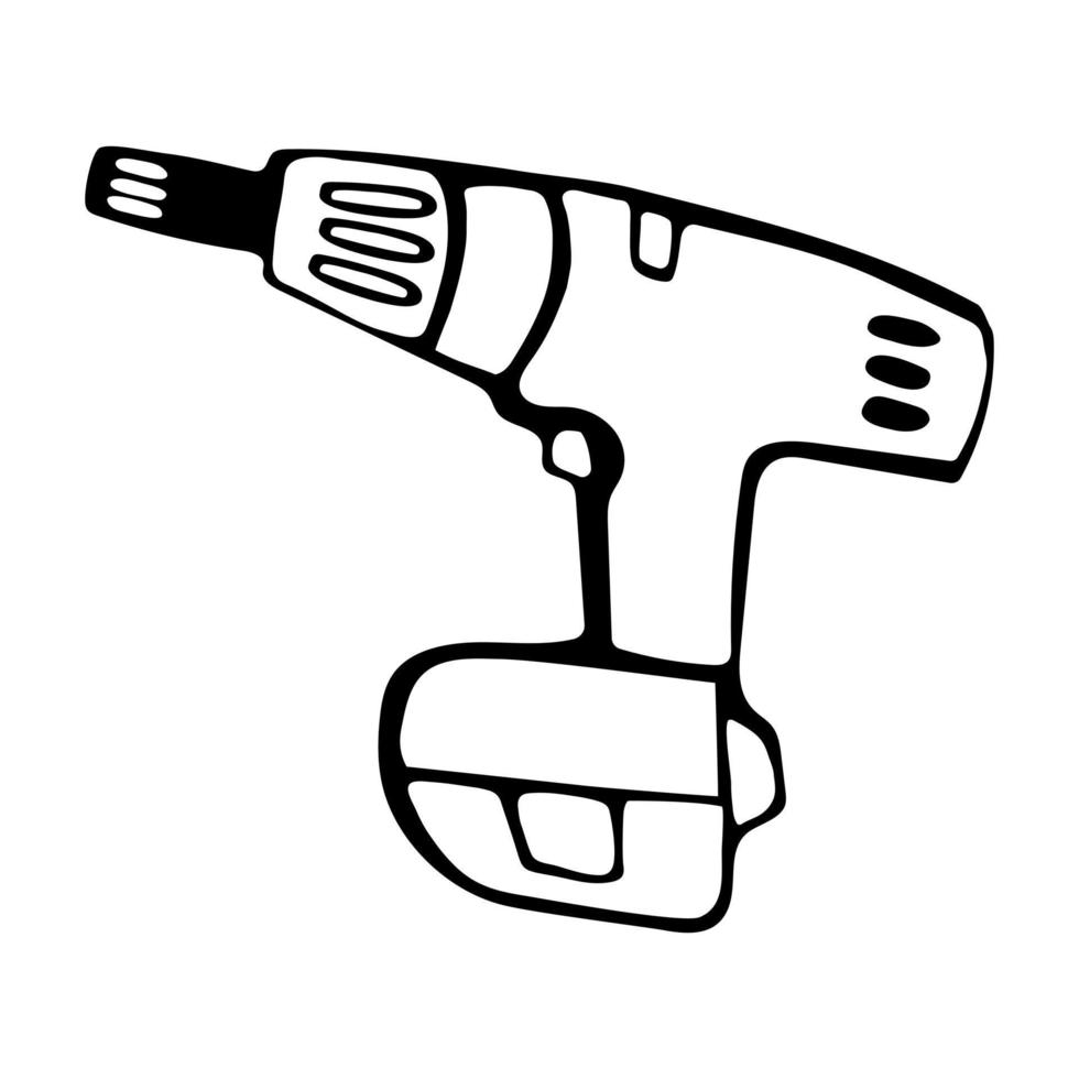 Drilling machine icon. Vector icon in doodle style for web design isolated.