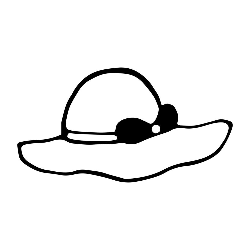 sombrero de verano para mujer. ilustración vectorial en estilo garabato. vector