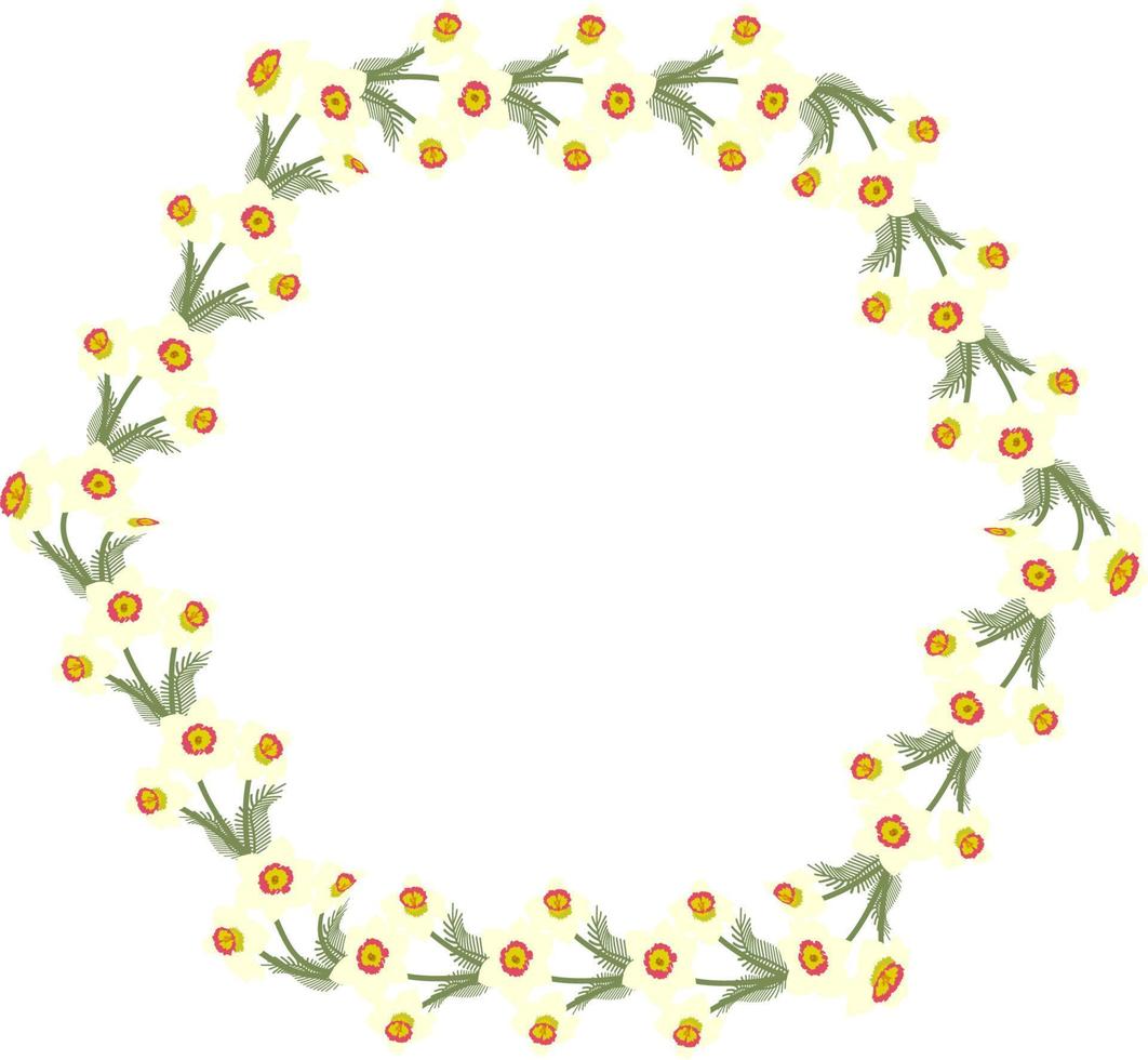 Flowers round frame. Vector illustration in cartoon style