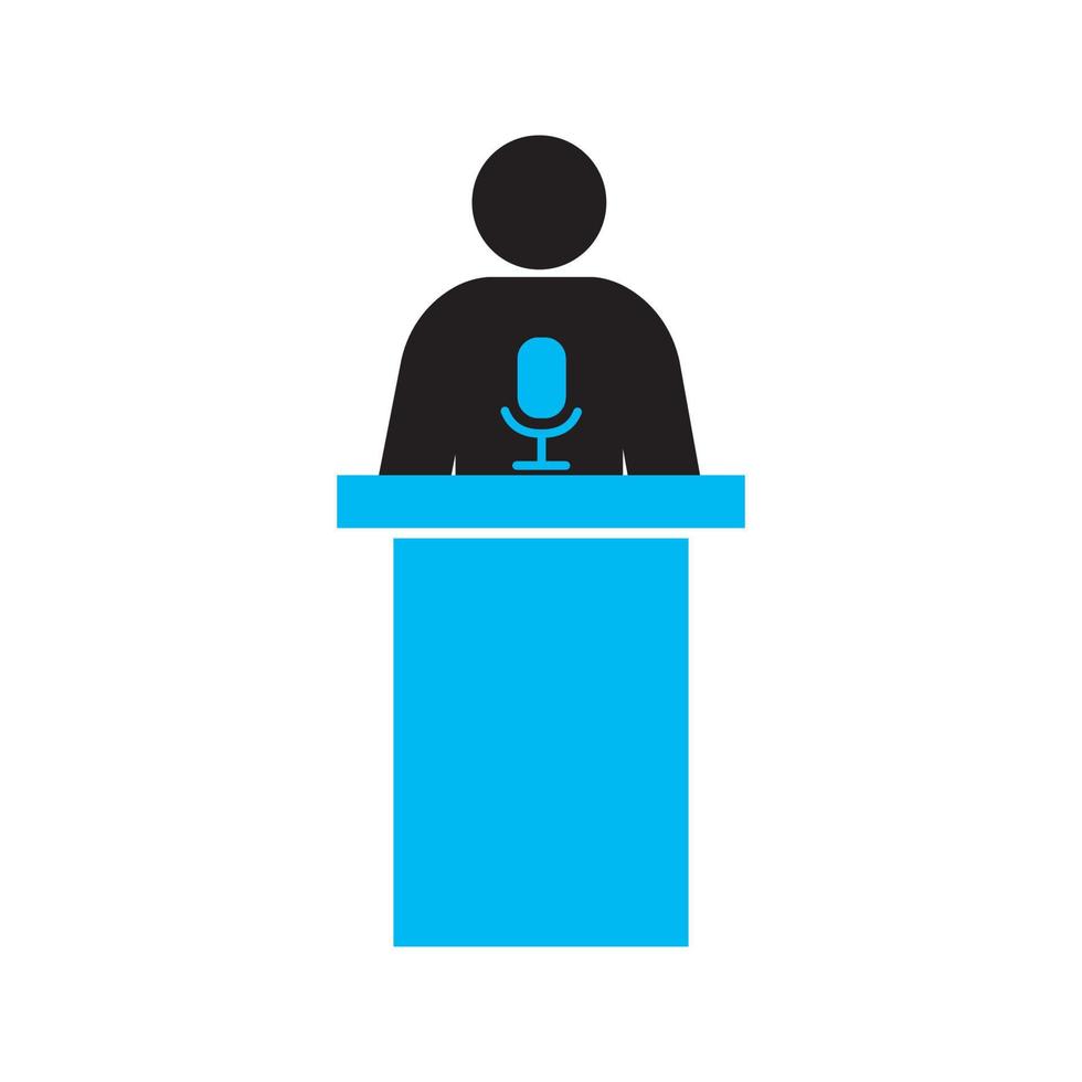 Politician silhouette icon. Orator speech. Speaker podium. Isolated vector illustration