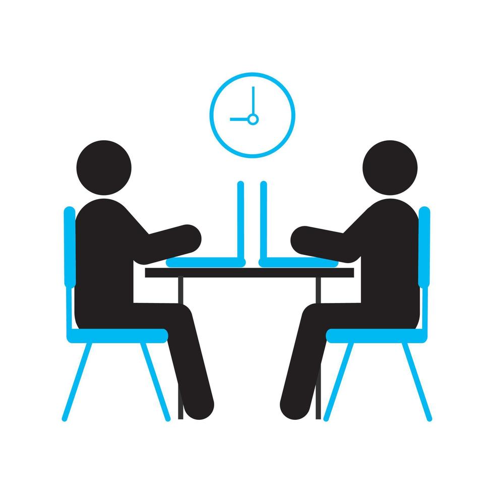Two people working with laptops silhouette icon. Coworking zone. Office job. Computer club. Isolated vector illustration