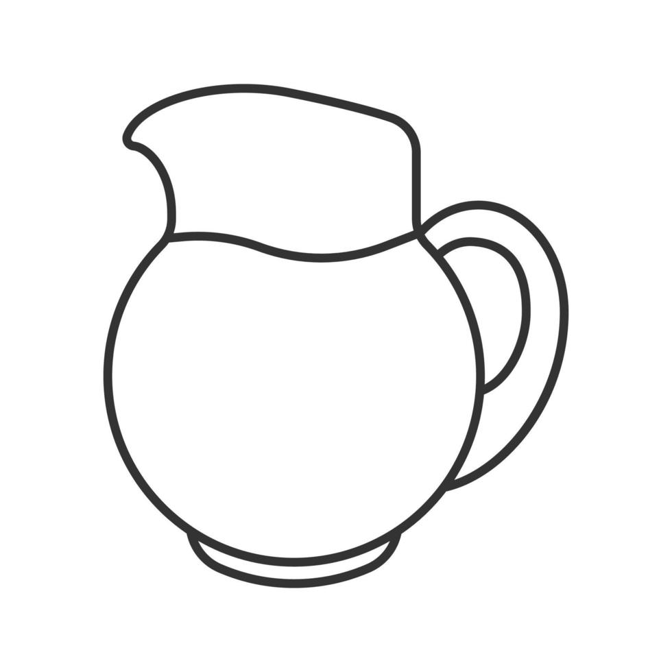 Lemonade jug linear icon. Water. Thin line illustration. Milk. Contour symbol. Vector isolated outline drawing