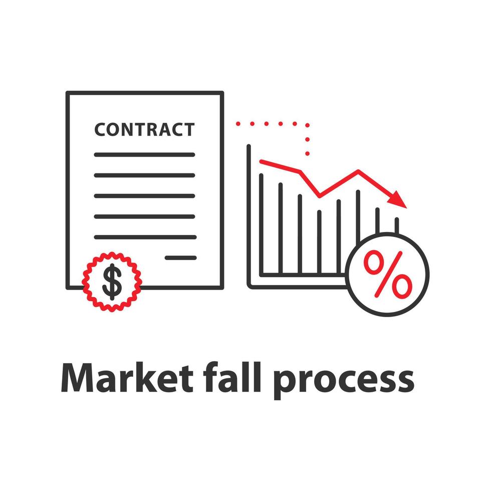 Market fall process concept icon. Profit decline idea thin line illustration. Financial crisis. Vector isolated outline drawing