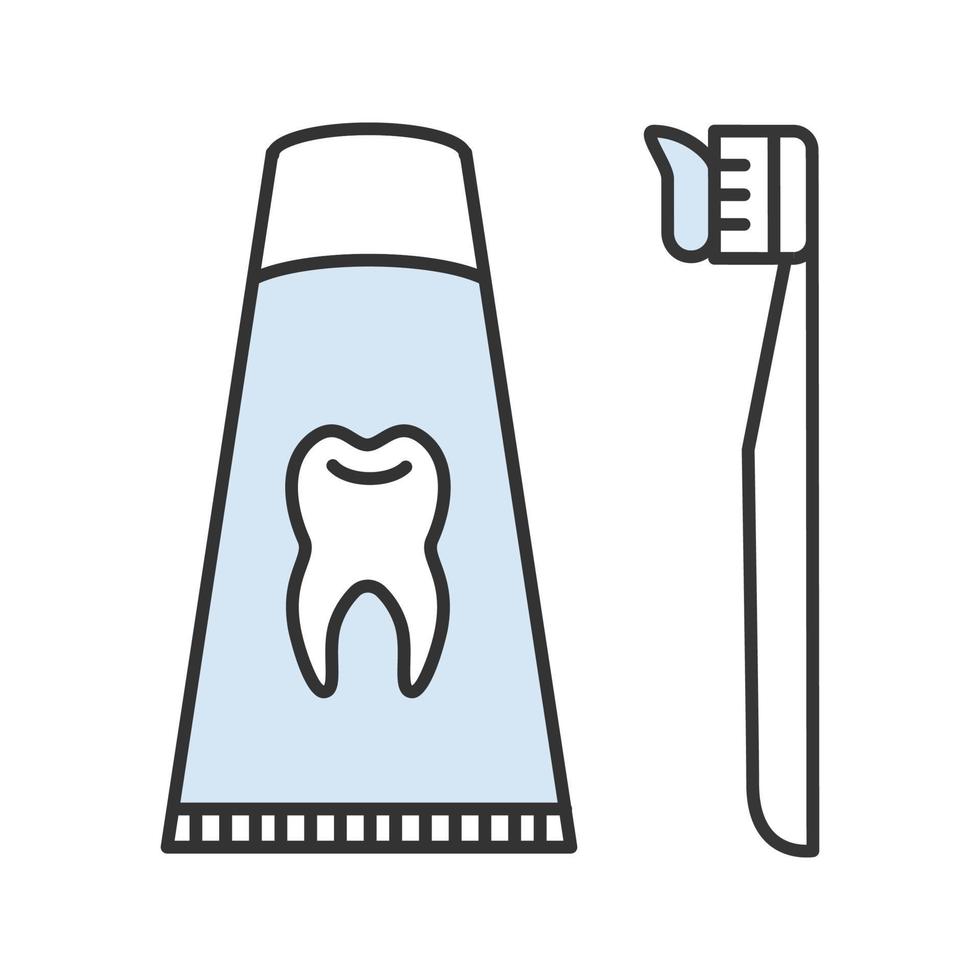 cepillo de dientes con icono de color de pasta de dientes. dentífrico. ilustración vectorial aislada vector