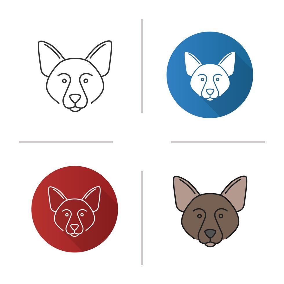 icono de collie de frontera. perro pastor escocés. Diseño plano, estilos lineales y de color. ilustraciones de vectores aislados