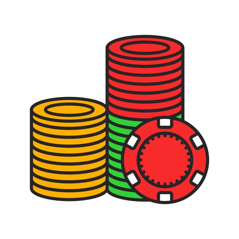 Casino chips stack color icon. Casino. Isolated vector illustration