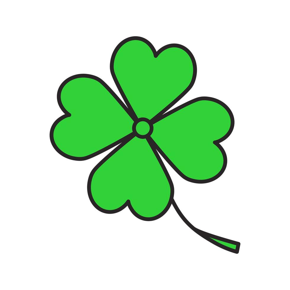 Four leaf clover color icon. Symbol of success and good luck. Isolated vector illustration