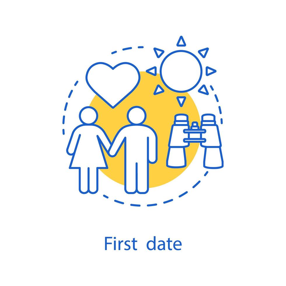 First date concept icon. Romantic relationships idea thin line illustration. Vector isolated outline drawing