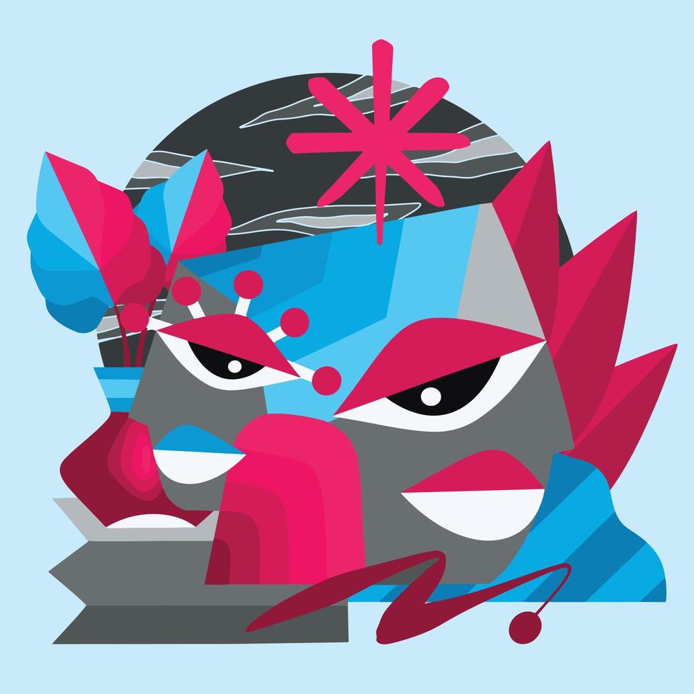 Two A Head Cubism Illustration vector
