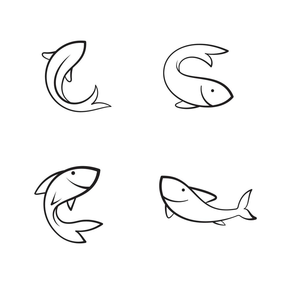 Icono de línea de pescado, Ilustración de vector de pescado abstracto