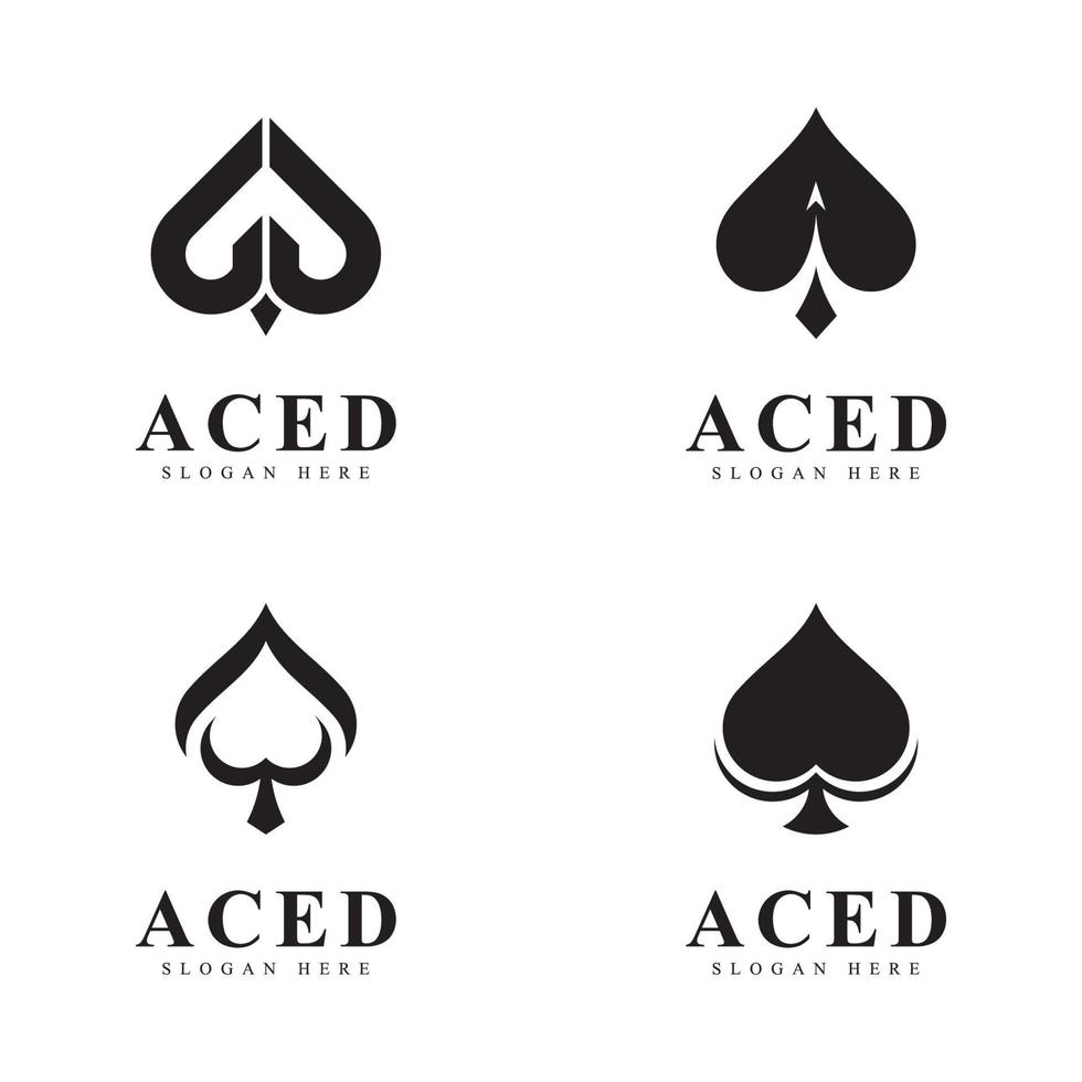 diseño de icono de logotipo ace para negocio de casino de juego de cartas vector