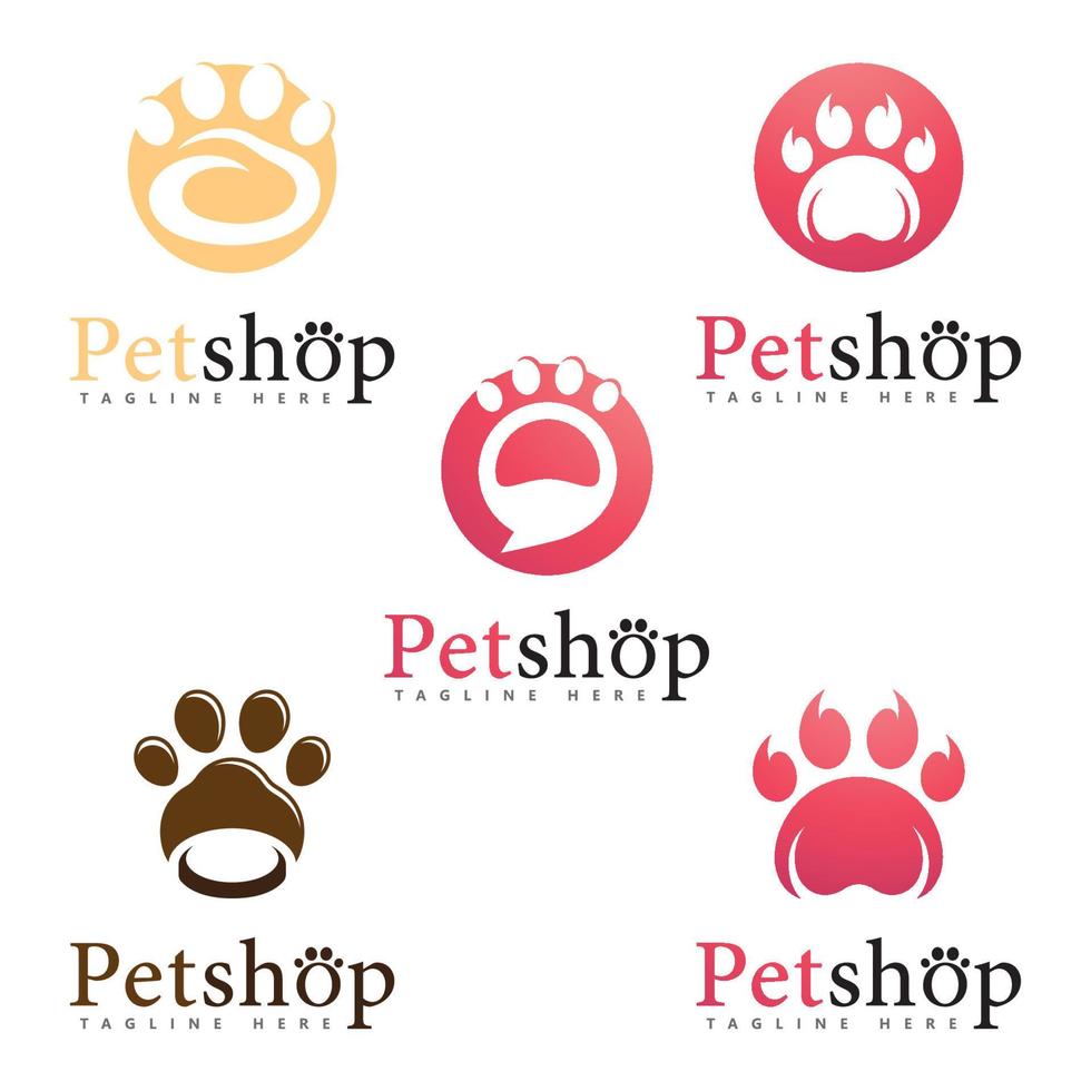 ilustración de vector de diseño de logotipo de pata, para logotipo de tienda de mascotas
