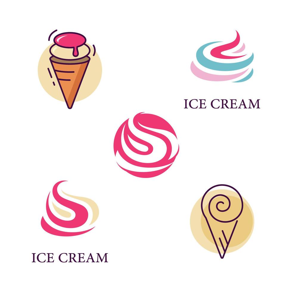 vector de logotipo de helado cupcake de hielo congelado