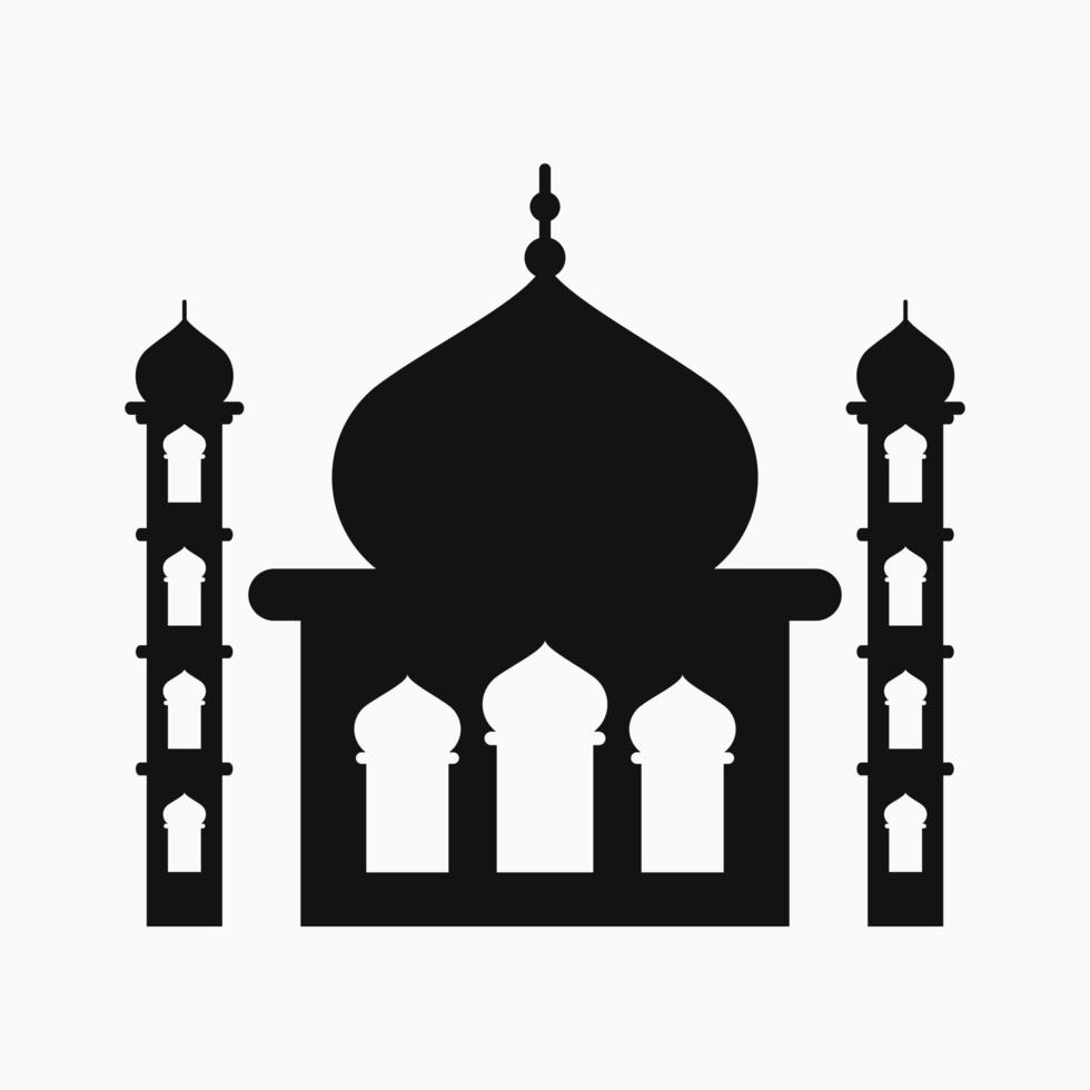 mosque with two towers illustration. black and white. silhouette or filled style. suitable for icons, logos, symbols and signs vector