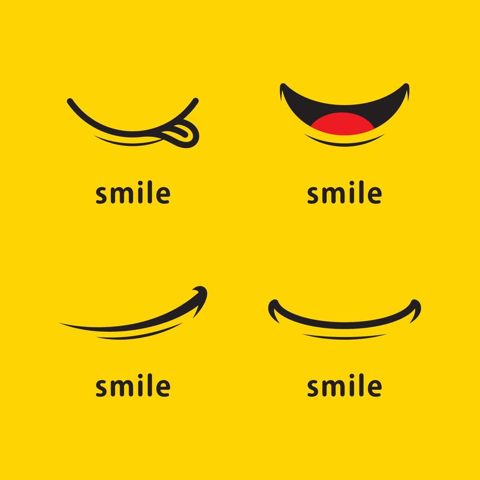 Diseño de plantilla de vector de icono de sonrisa en fondo amarillo