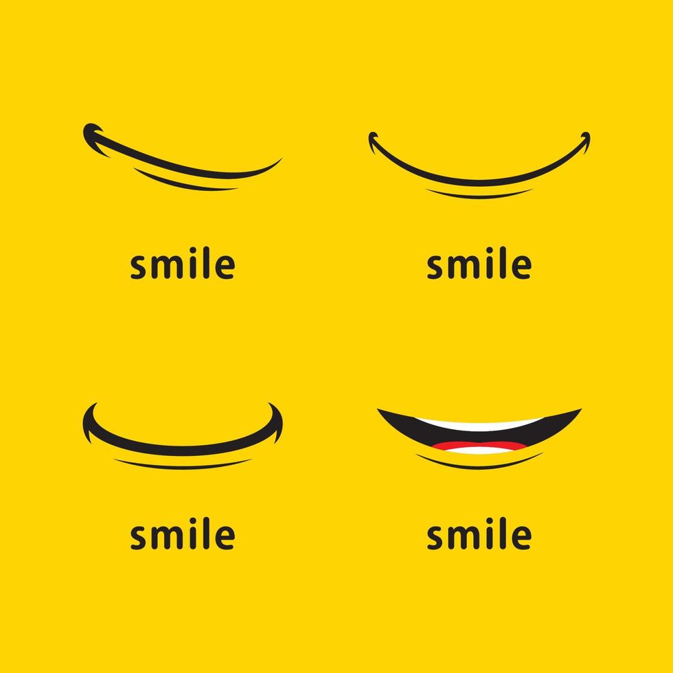 Diseño de plantilla de vector de icono de sonrisa en fondo amarillo