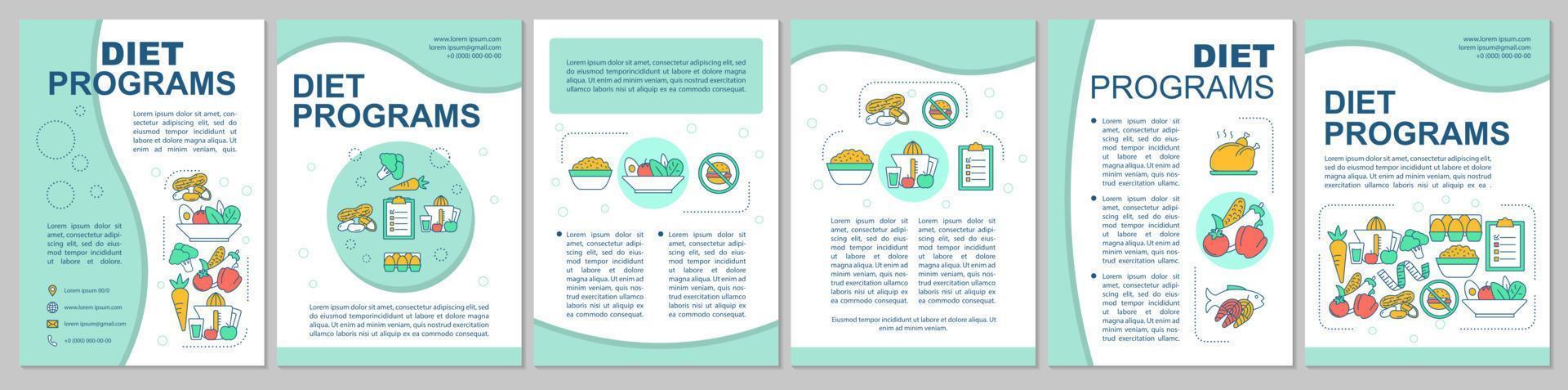 plantilla de folleto de nutrición saludable. programas de dieta. volante, folleto, diseño de impresión de folletos. preparación de comida. ingredientes orgánicos. diseños de páginas vectoriales para revistas, informes anuales, carteles publicitarios vector