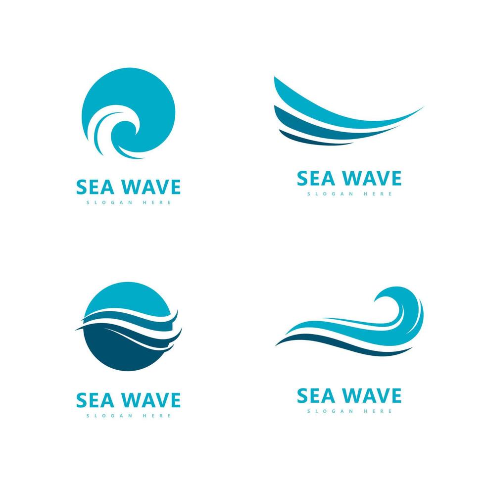 Símbolo de logotipo de onda Diseño de ilustración de vector de onda de agua