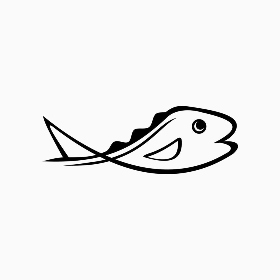 pescado en un blanco. ilustración de pescado icono de línea de pescado. concepto de logotipo simple. adecuado para logotipos, iconos y símbolos. como el logotipo del restaurante de mariscos, empresas pesqueras vector