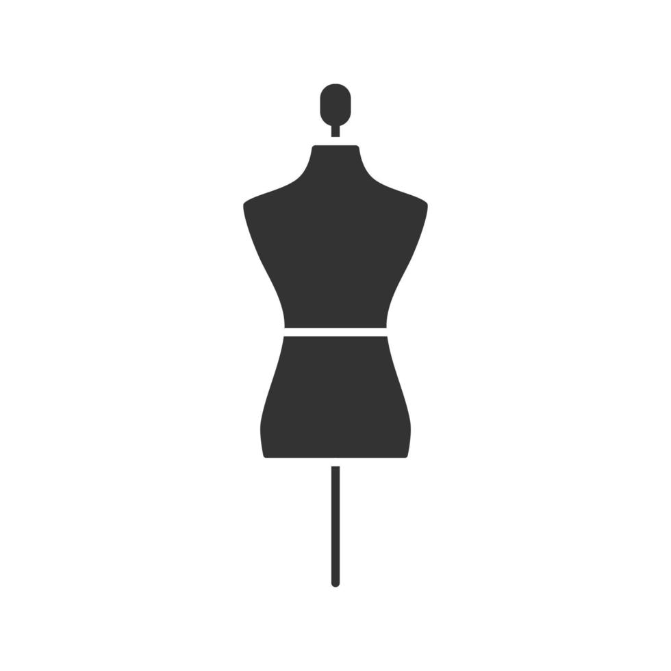 Mannequin glyph icon. Tailor's dummy. Silhouette symbol. Negative space. Vector isolated illustration