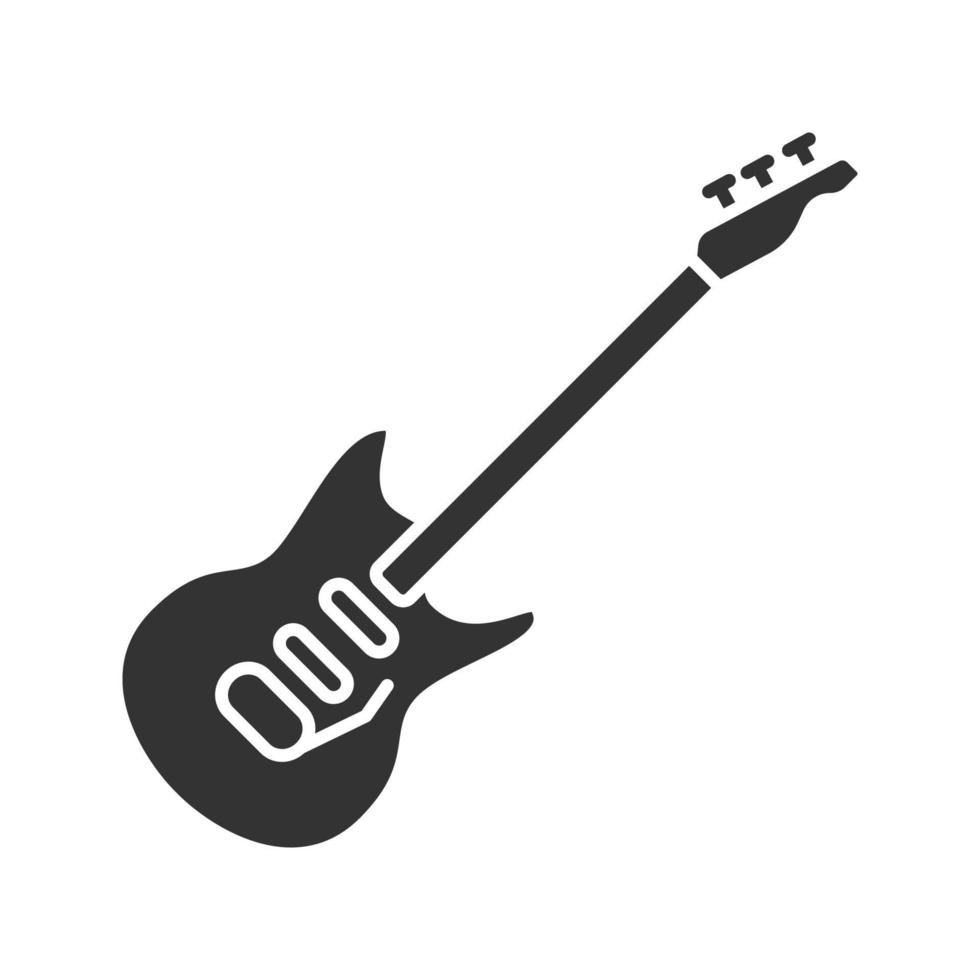 Electric guitar glyph icon. Silhouette symbol. Negative space. Vector isolated illustration