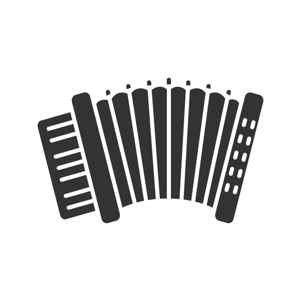 Accordion glyph icon. Silhouette symbol. Negative space. Vector isolated illustration