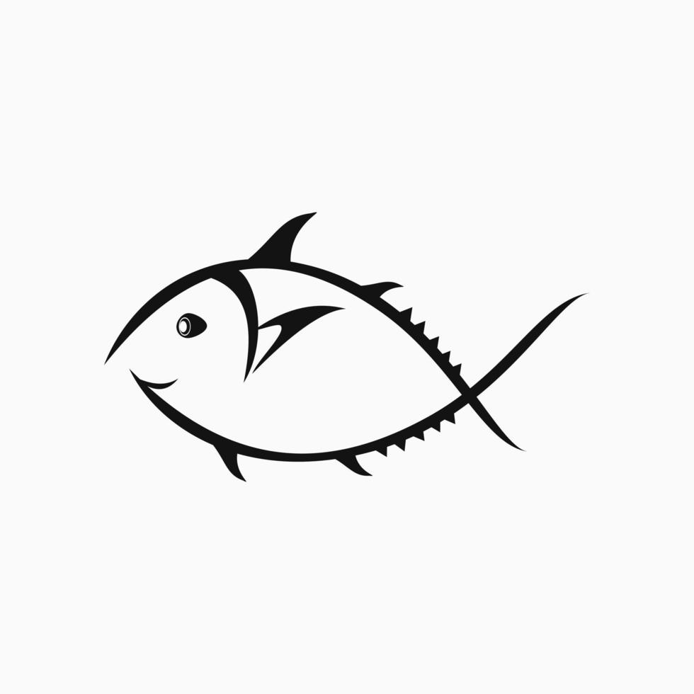 ilustración de pescado. icono de línea de pescado. concepto de logotipo simple. atún. adecuado para logotipos, iconos y símbolos. como el logotipo del restaurante de mariscos, empresas pesqueras vector