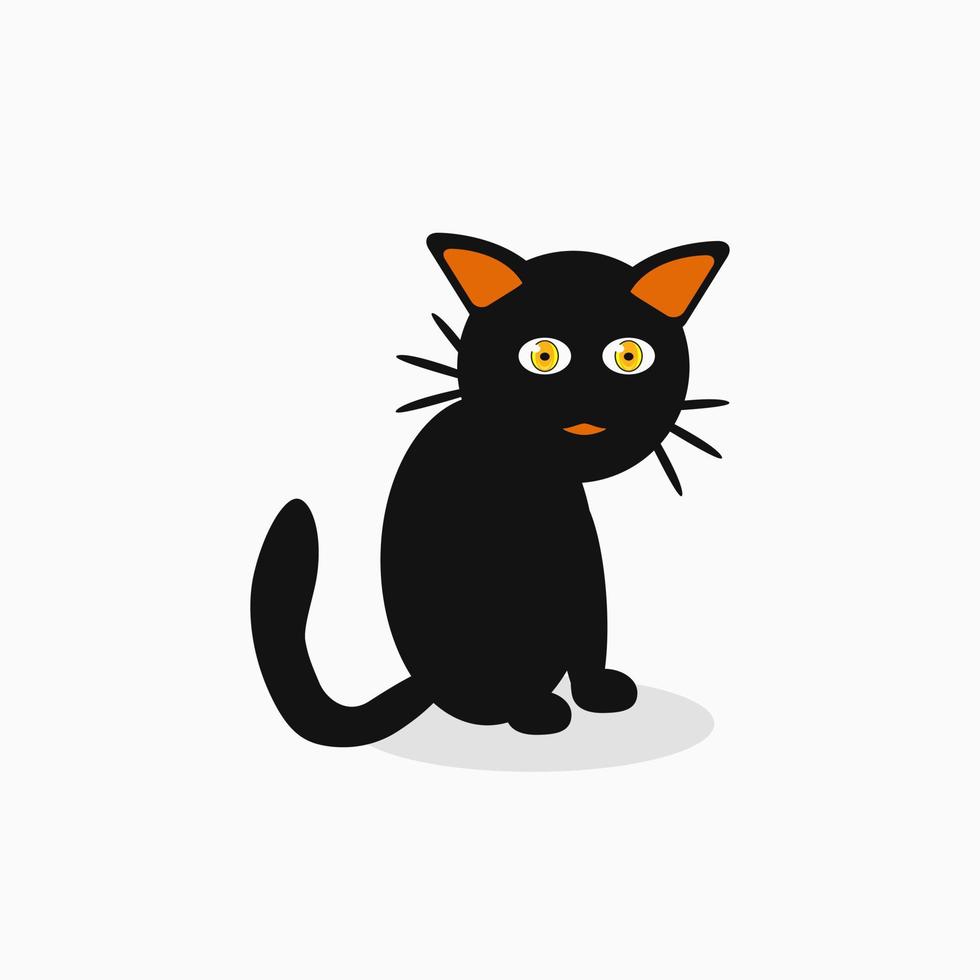 Vector illustration of a sitting black cat. for logo, mascot, symbol, icon and emblem