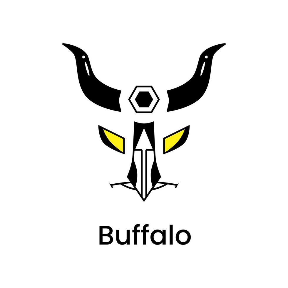 cabeza de búfalo de ojos amarillos. concepto de logotipo de cabeza de animal. para mascotas, emblemas, íconos, logos, signos y símbolos vector