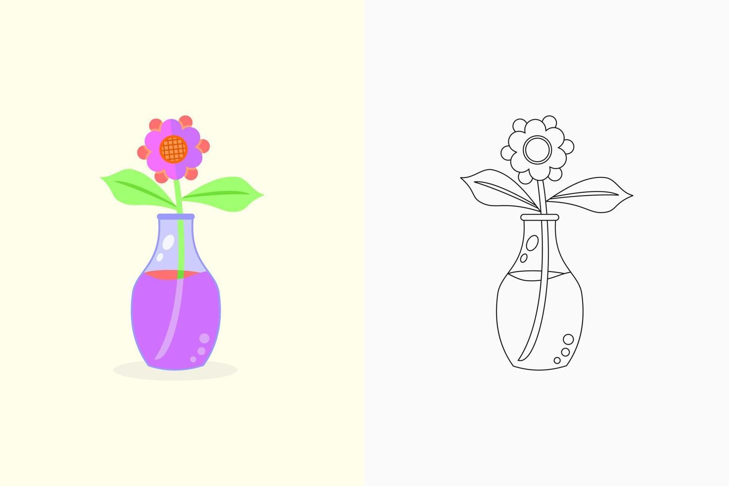 ilustración vectorial de flores en jarrón, girasol, adecuado para la decoración vector