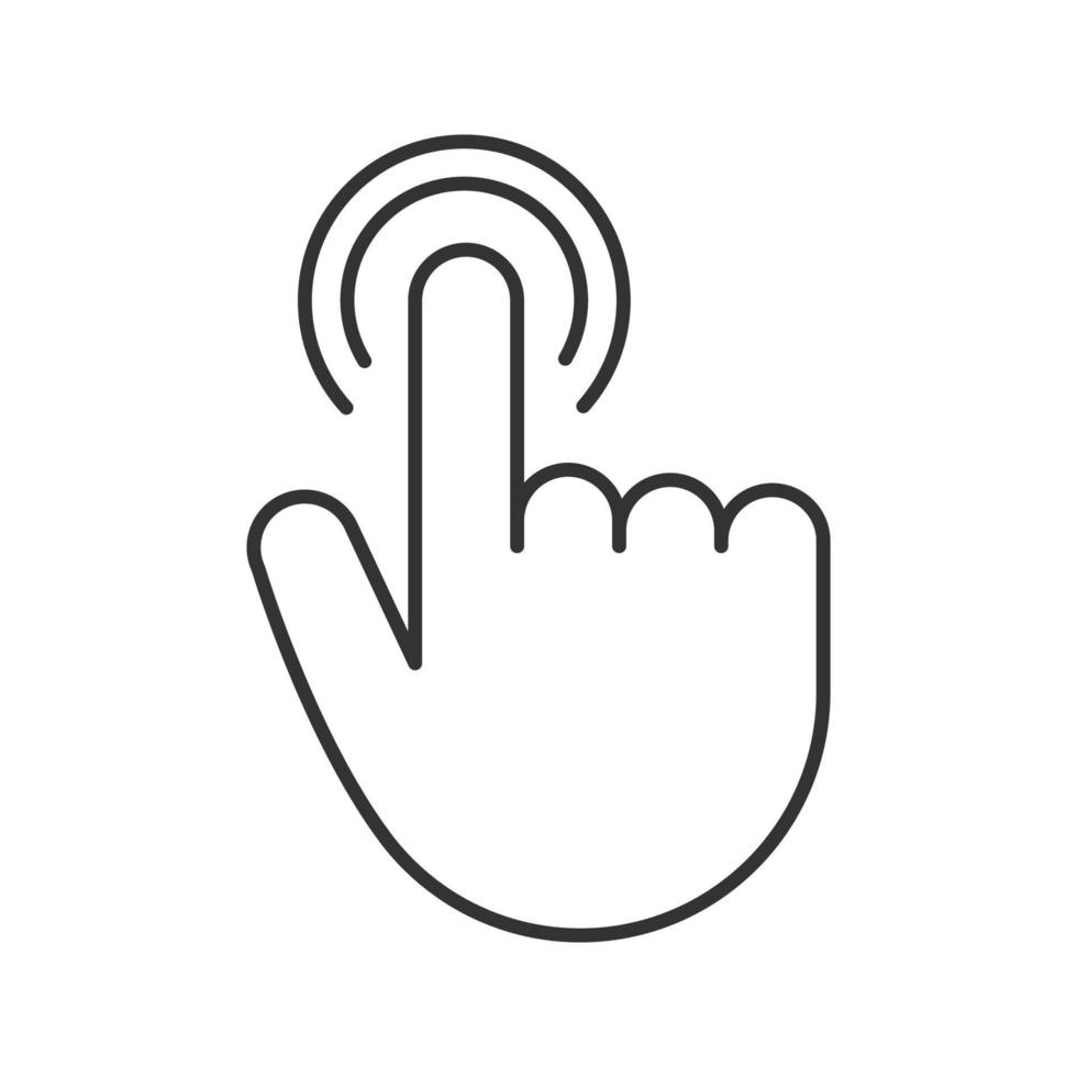 Double tap touch gesture linear icon. Thin line illustration. Hold and press button. Contour symbol. Vector isolated outline drawing