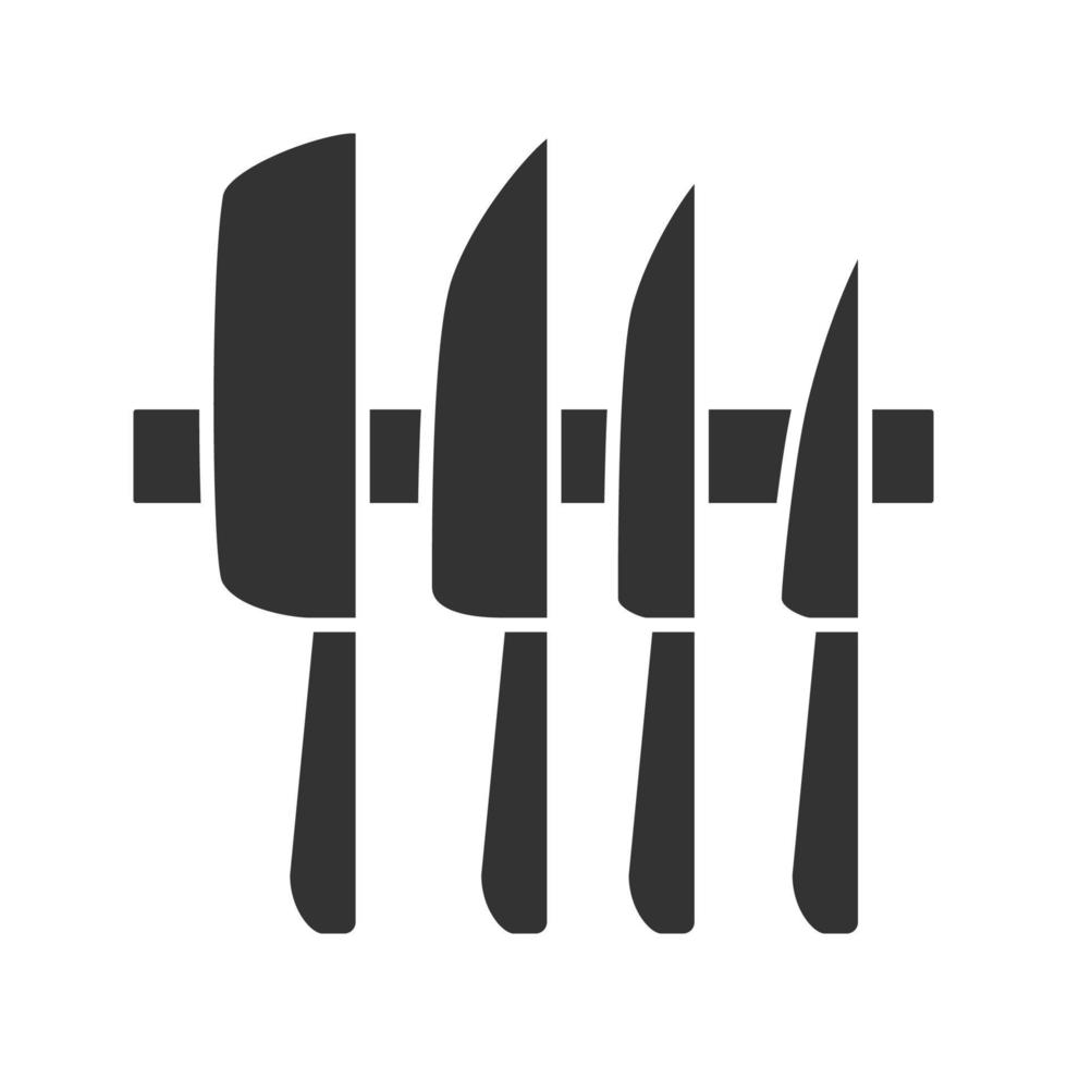 Knives set glyph icon. Silhouette symbol. Negative space. Vector isolated illustration