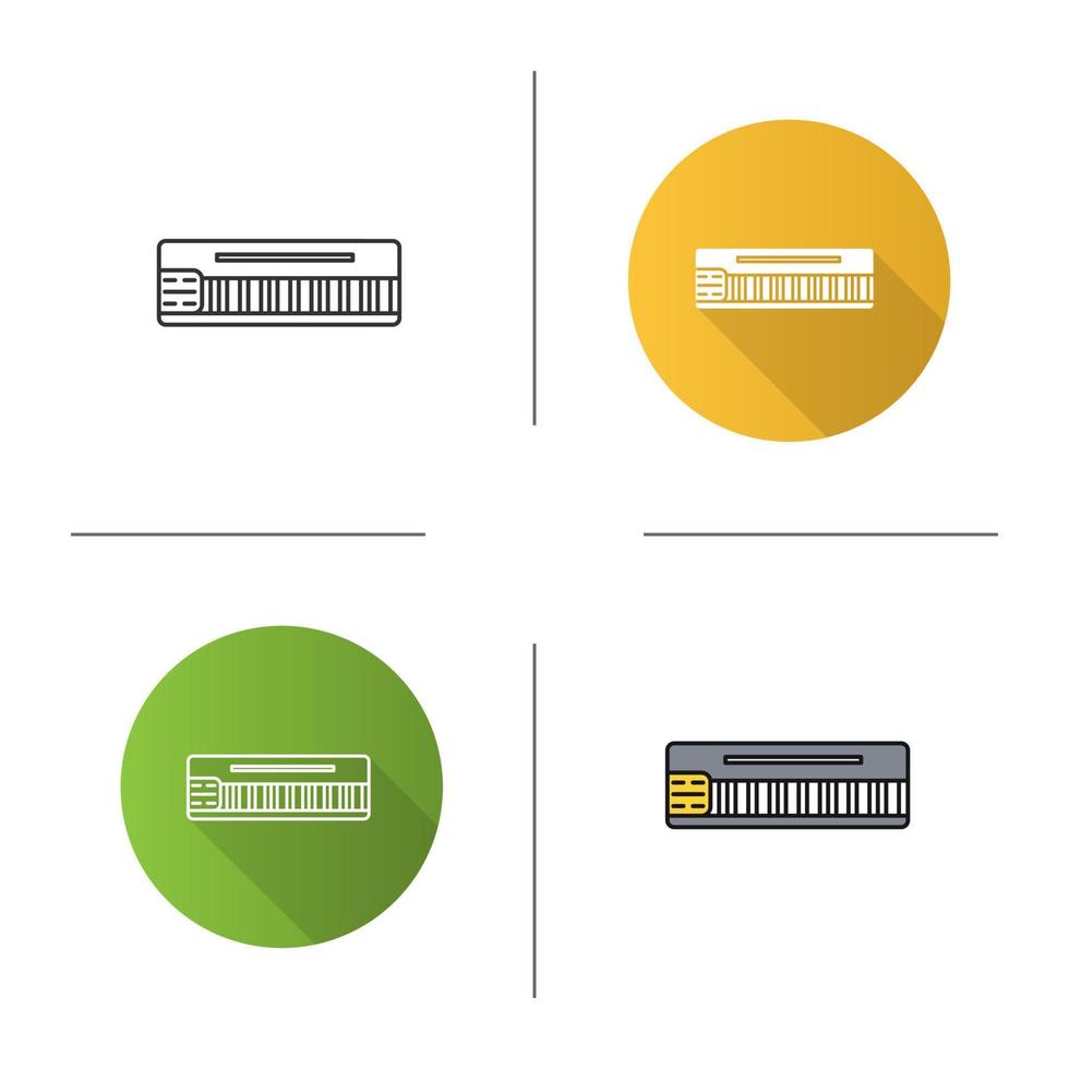 Mellotron icon. Flat design, linear and color styles. Synthesizer. Isolated vector illustrations