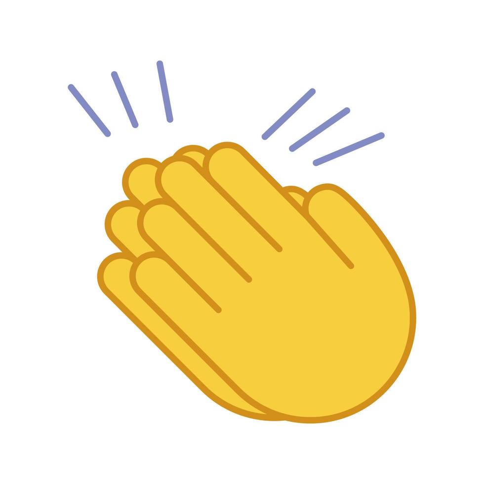 Clapping hands emoji color icon. Applause gesture. Congratulation. Isolated vector illustration