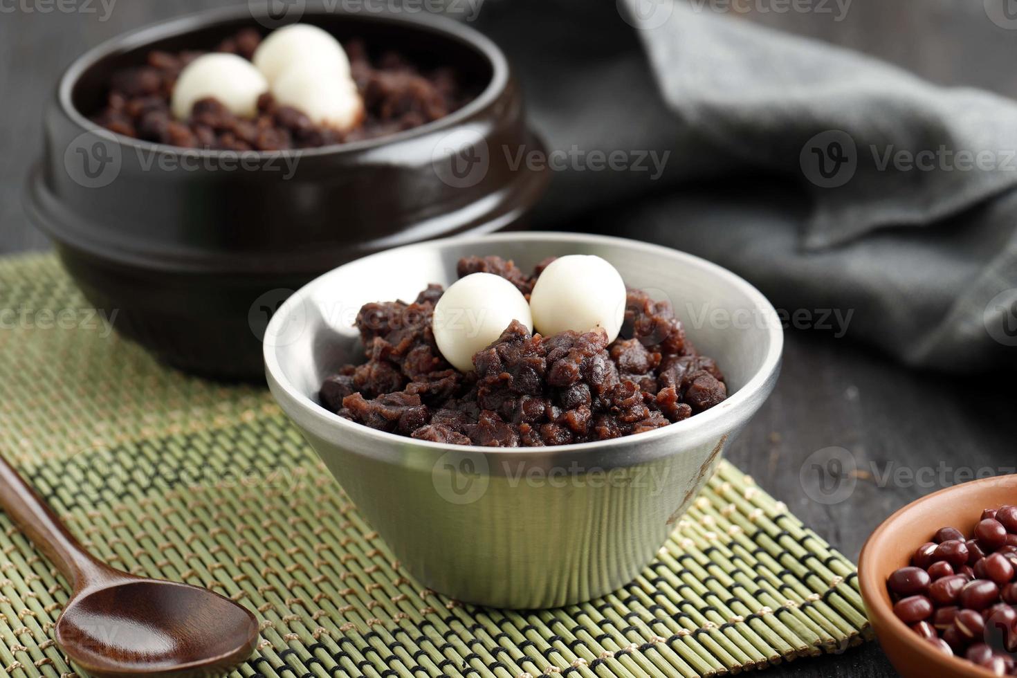 Korean Dongji Red Bean Porridge with Rice Cake photo