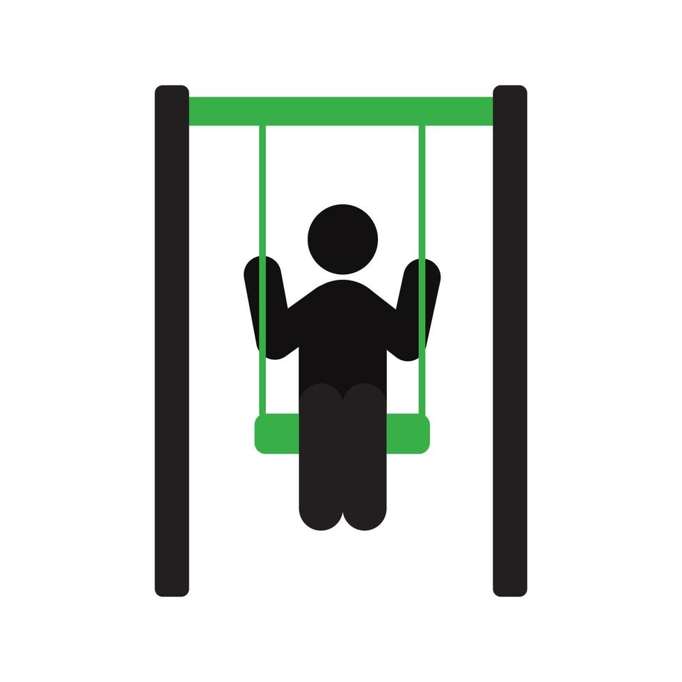 Swinging child silhouette icon. Playground. Isolated vector illustration