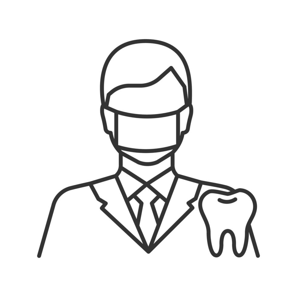 Dentist linear icon. Dental specialist. Thin line illustration. Stomatologist. Contour symbol. Vector isolated drawing