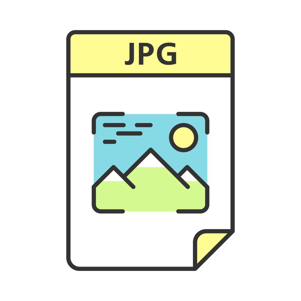 JPG file color icon. Digital image file format. Isolated vector illustration