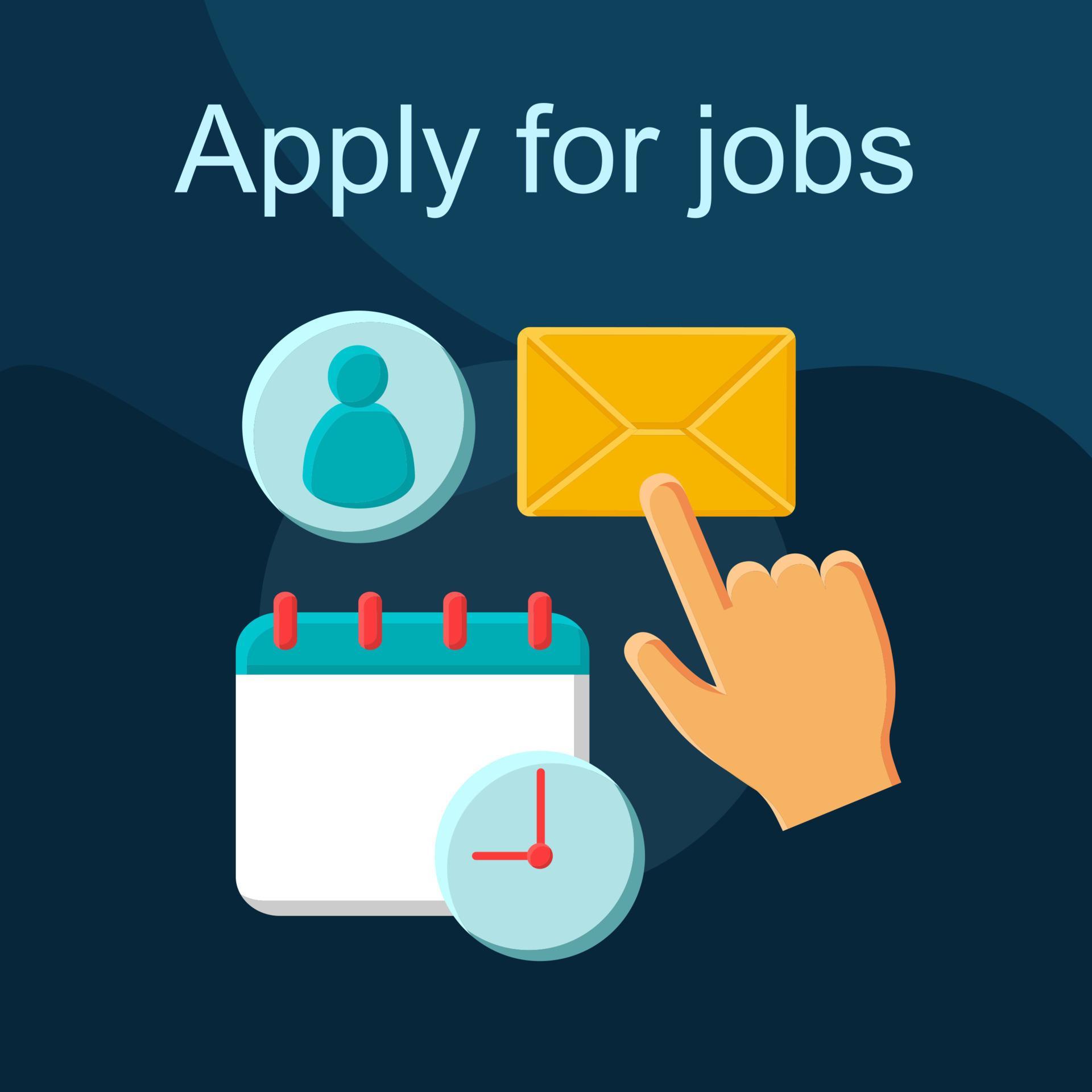 Apply for jobs flat concept vector icon Work search idea cartoon color
