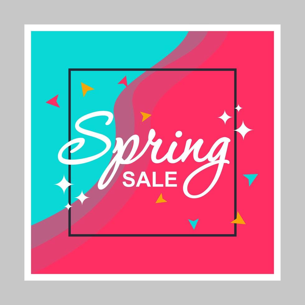 Spring sale promo social media posts mockup. Season sale. Advertising web banner design template. Social media booster, content layout. Isolated promotion border, frame with headlines, linear icons vector