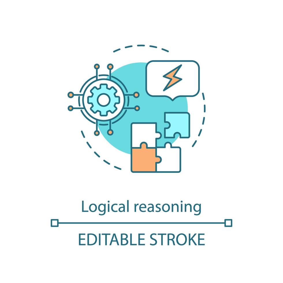 Logical reasoning concept icon. Solution searching. Problem solving. Analytical thinking idea thin line illustration. Vector isolated outline drawing. Editable stroke