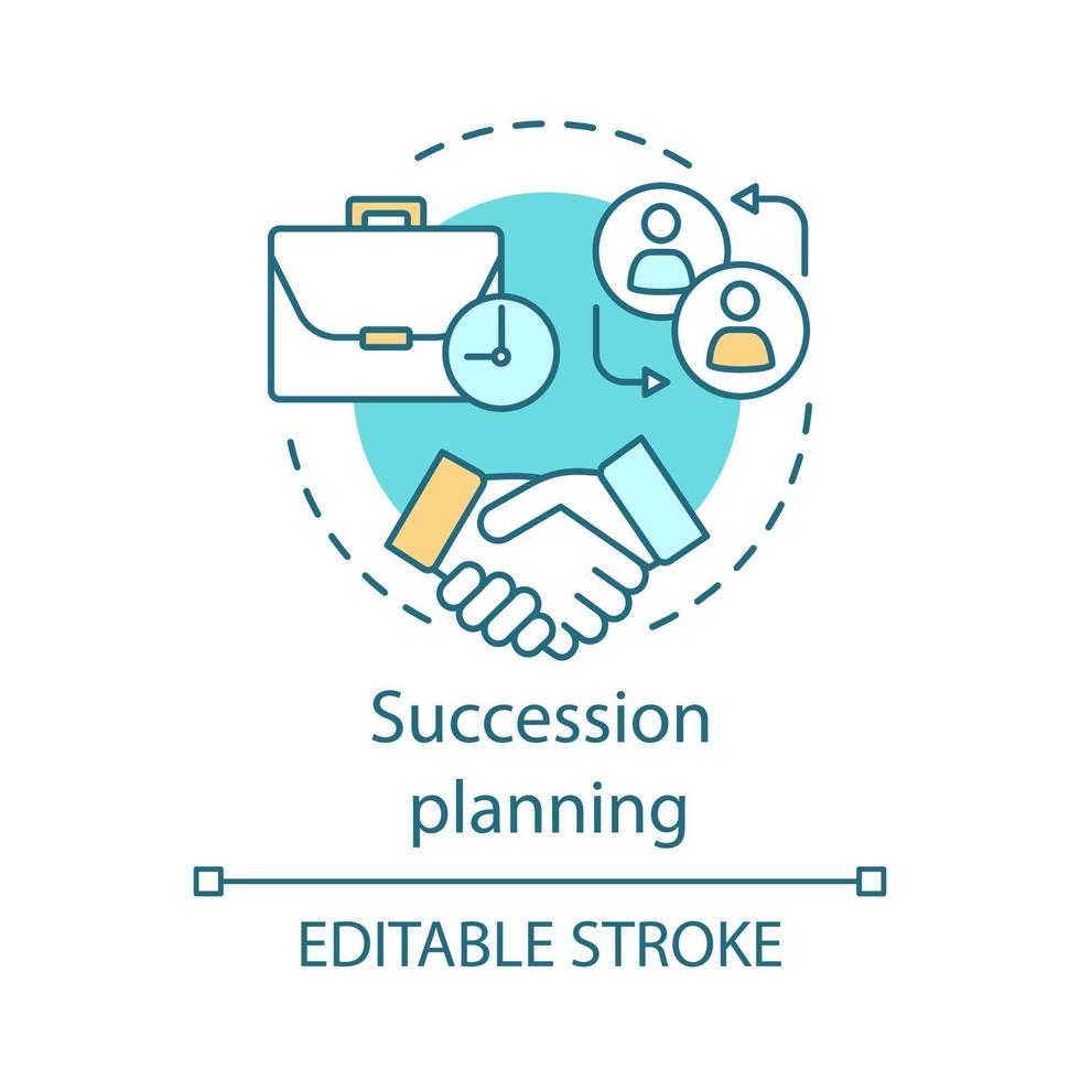 Succession planning concept icon. Talent management idea thin illustration. Career growth. Business plan, strategy. Goal reaching. Recruiting process. Vector isolated outline drawing. Editable stroke