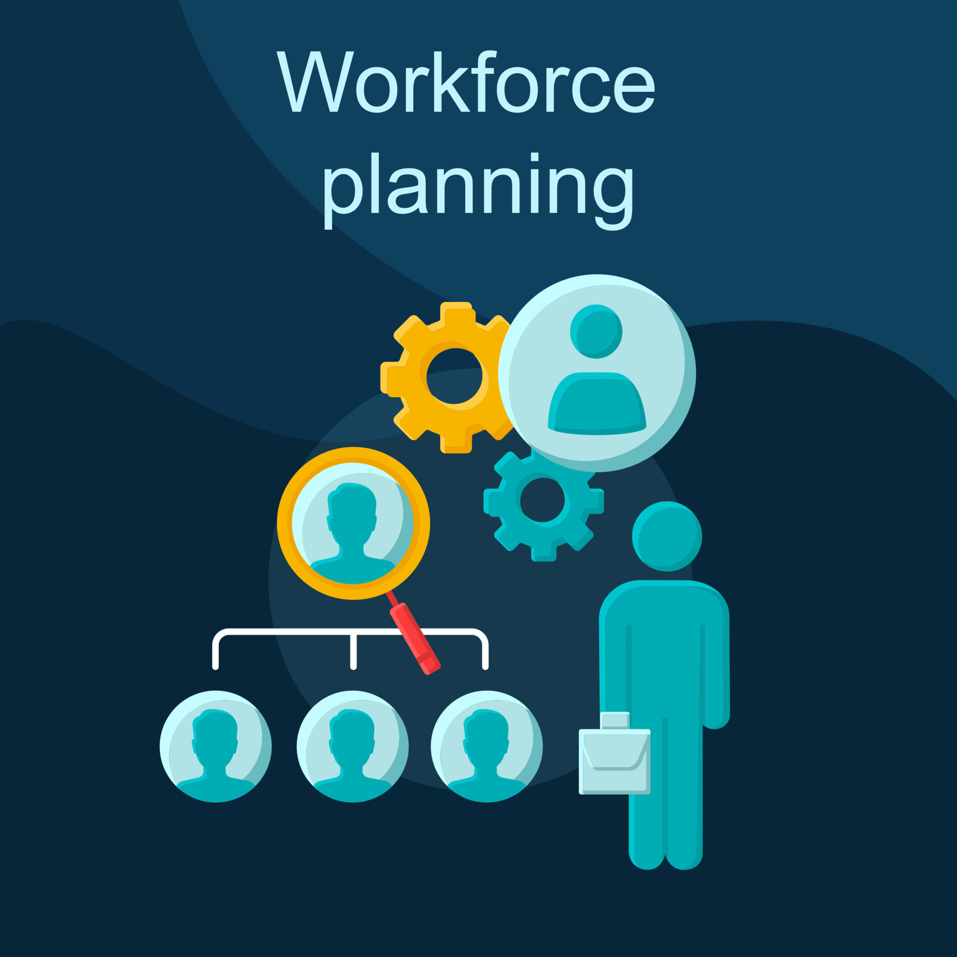 Workforce planning flat concept vector icon. Recruiting process idea