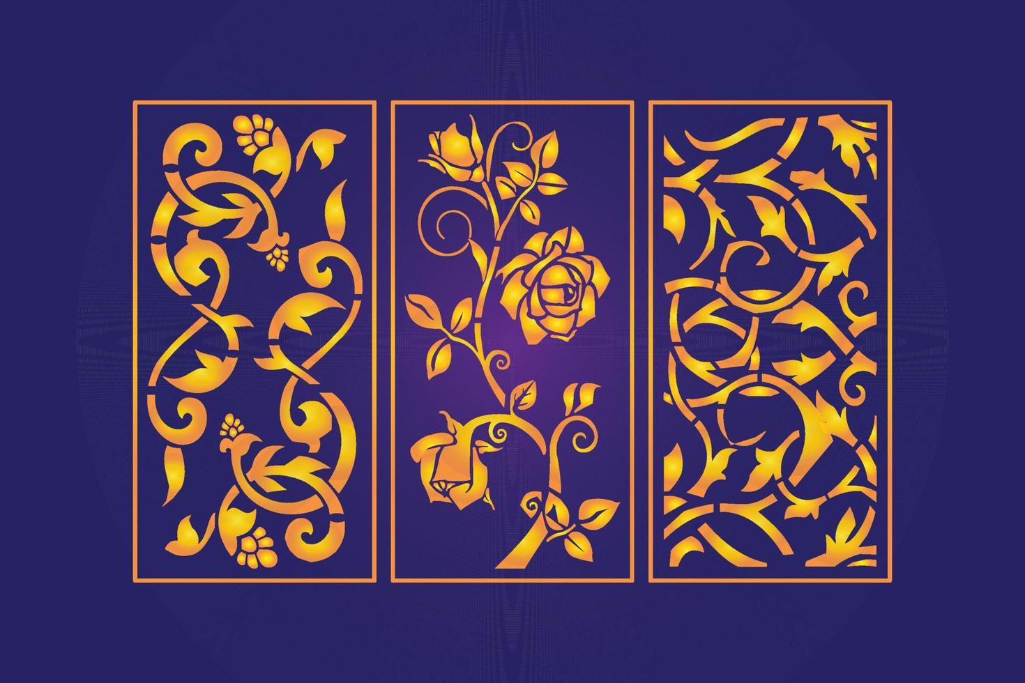 plantilla de paneles de corte láser de patrón abstracto floral troquelado decorativo vector