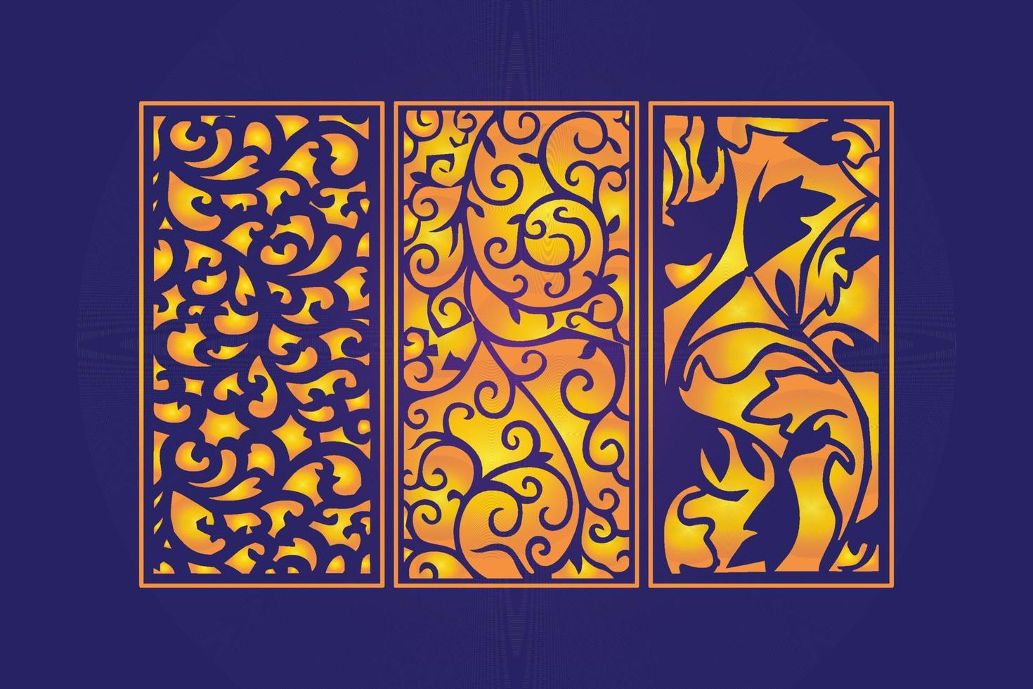 Decorative Die Cut Floral Abstract Pattern Laser Cut Template vector